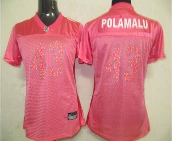 Steelers #43 Troy Polamalu Red Women's Sweetheart Stitched NFL Jersey - Click Image to Close